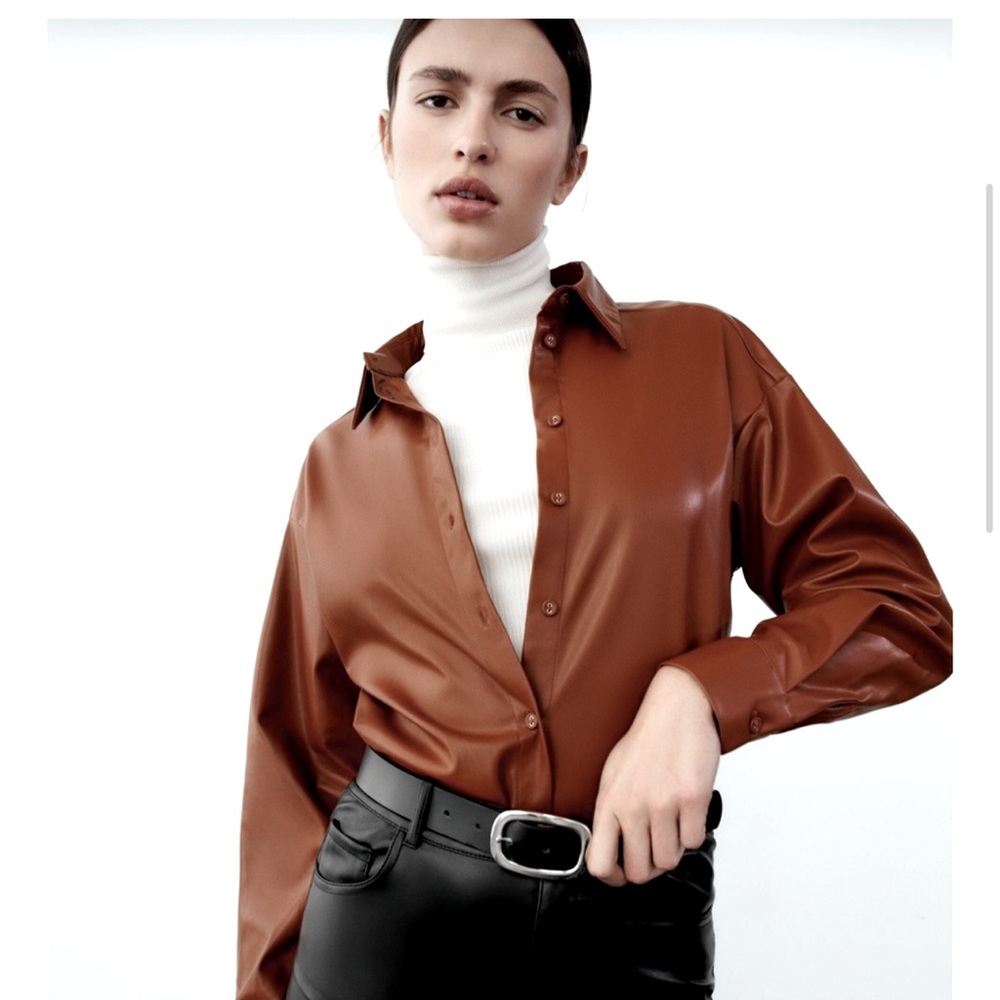 Zara Button Down Leather Jacket - image 4
